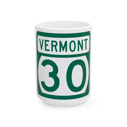 Vermont 30 (Vermont) (Road Sign) White Coffee Mug 15oz - Go Mug Yourself