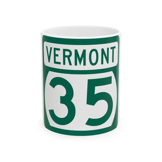 Vermont 35 (Vermont) (Road Sign) White Coffee Mug 11oz - Go Mug Yourself