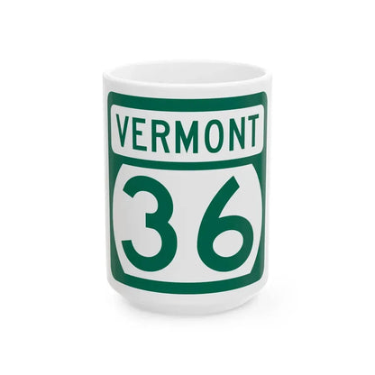 Vermont 36 (Vermont) (Road Sign) White Coffee Mug 15oz - Go Mug Yourself