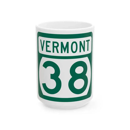 Vermont 38 (Vermont) (Road Sign) White Coffee Mug 15oz - Go Mug Yourself