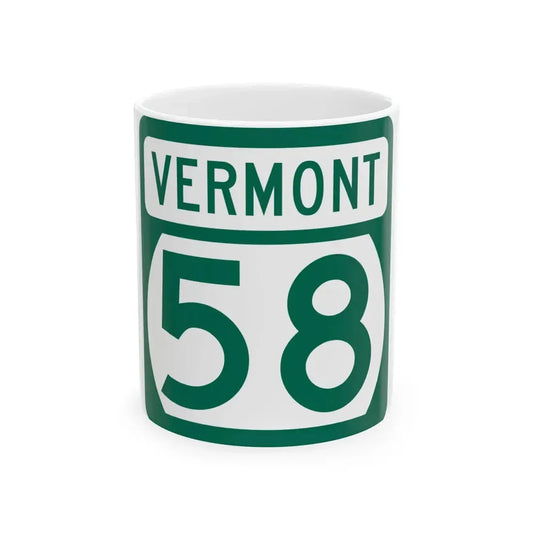 Vermont 58 (Vermont) (Road Sign) White Coffee Mug 11oz - Go Mug Yourself