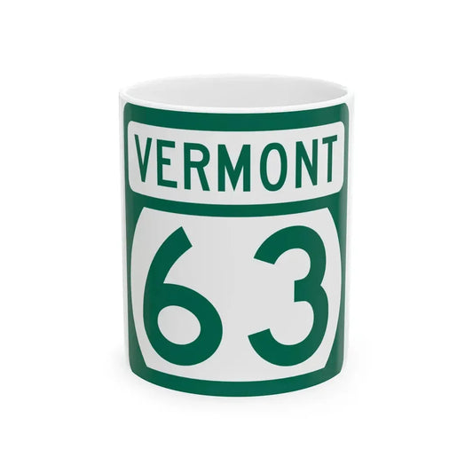 Vermont 63 (Vermont) (Road Sign) White Coffee Mug 11oz - Go Mug Yourself
