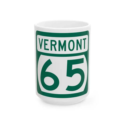 Vermont 65 (Vermont) (Road Sign) White Coffee Mug 15oz - Go Mug Yourself