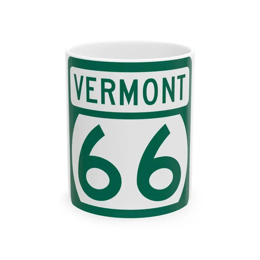 Vermont 66 (Vermont) (Road Sign) White Coffee Mug 11oz - Go Mug Yourself