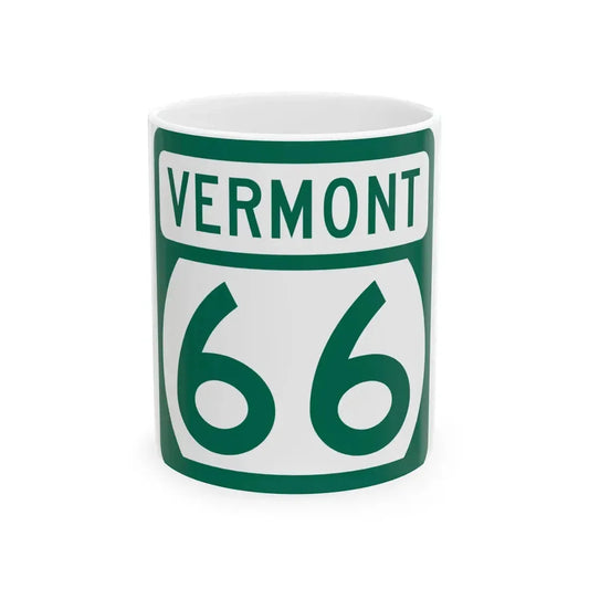 Vermont 66 (Vermont) (Road Sign) White Coffee Mug 11oz - Go Mug Yourself
