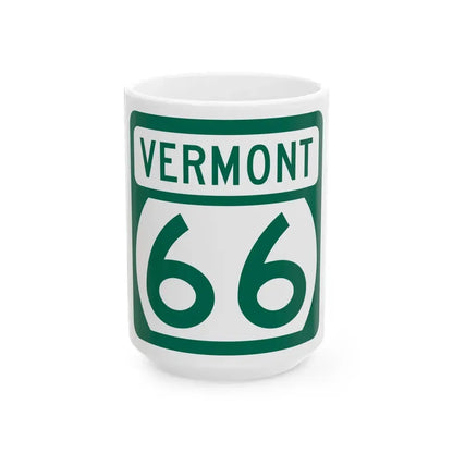Vermont 66 (Vermont) (Road Sign) White Coffee Mug 15oz - Go Mug Yourself