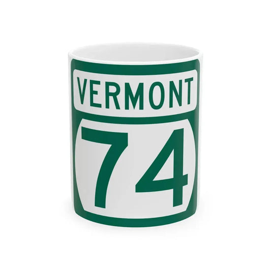 Vermont 74 (Vermont) (Road Sign) White Coffee Mug 11oz - Go Mug Yourself