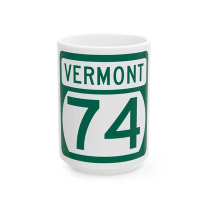 Vermont 74 (Vermont) (Road Sign) White Coffee Mug 15oz - Go Mug Yourself