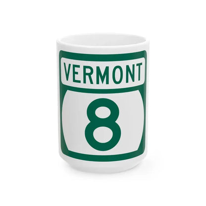 Vermont 8 (Vermont) (Road Sign) White Coffee Mug 15oz - Go Mug Yourself