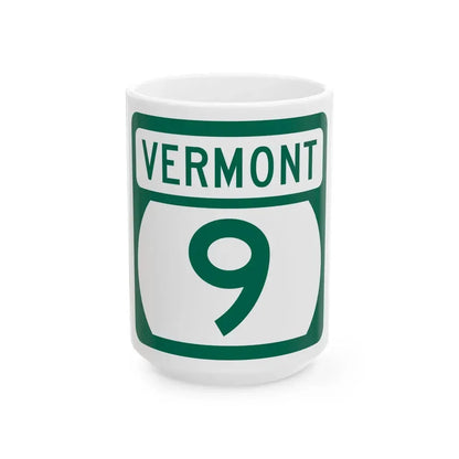 Vermont 9 (Vermont) (Road Sign) White Coffee Mug 15oz - Go Mug Yourself