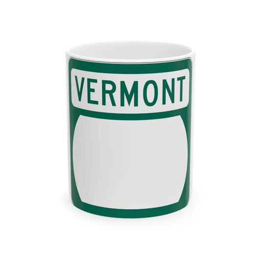 Vermont blank border (Vermont) (Road Sign) White Coffee Mug 11oz - Go Mug Yourself