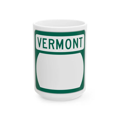 Vermont blank border (Vermont) (Road Sign) White Coffee Mug 15oz - Go Mug Yourself