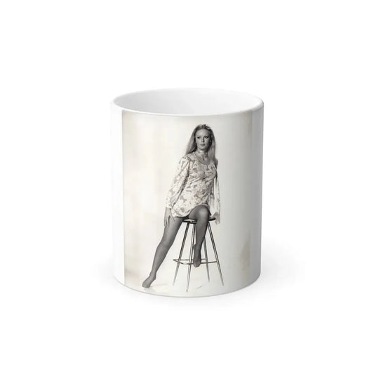 Veronica Carlson #09 - 8x10 B&W Glamour Full Body Dress & Stockings Shot #01 (Vintage Female Icon) Color Changing Mug 11oz Default Title 11oz - Go Mug Yourself