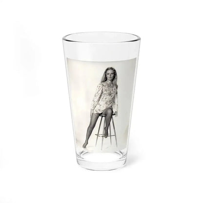 Veronica Carlson #09 - 8x10 B&W Glamour Full Body Dress & Stockings Shot #01 (Vintage Female Icon) Pint Glass 16oz 16oz - Go Mug Yourself