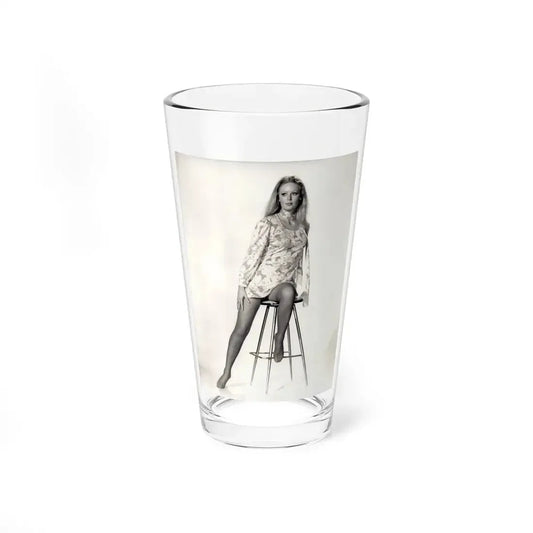 Veronica Carlson #09 - 8x10 B&W Glamour Full Body Dress & Stockings Shot #01 (Vintage Female Icon) Pint Glass 16oz 16oz - Go Mug Yourself
