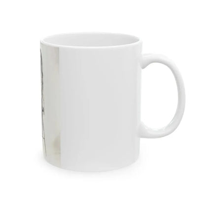 Veronica Carlson #09 - 8x10 B&W Glamour Full Body Dress & Stockings Shot #01 (Vintage Female Icon) White Coffee Mug - Go Mug Yourself