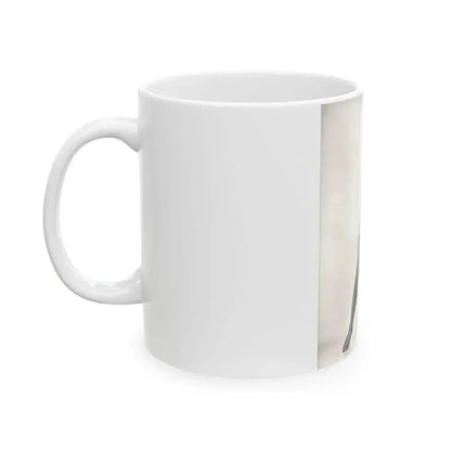 Veronica Carlson #09 - 8x10 B&W Glamour Full Body Dress & Stockings Shot #01 (Vintage Female Icon) White Coffee Mug - Go Mug Yourself