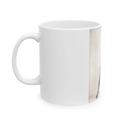 Veronica Carlson #09 - 8x10 B&W Glamour Full Body Dress & Stockings Shot #01 (Vintage Female Icon) White Coffee Mug - Go Mug Yourself