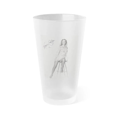 Veronica Carlson #09 - 8x10 B&W Glamour Full Body Dress & Stockings Shot #011 (Vintage Female Icon) Frosted Pint Glass 16oz 16oz Frosted - Go Mug Yourself