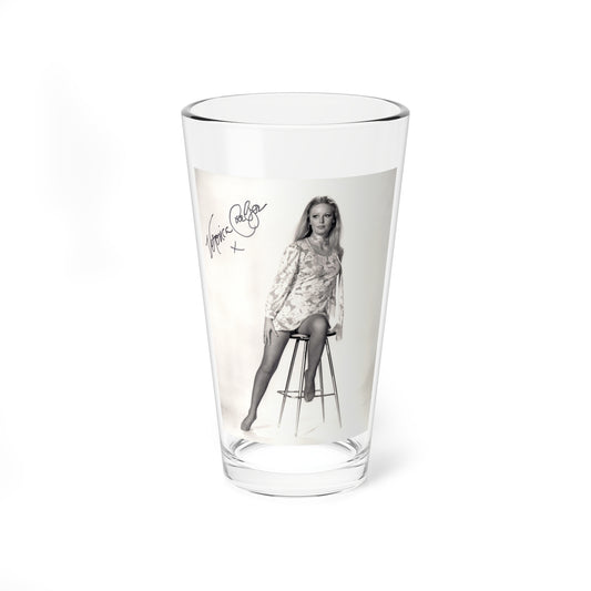 Veronica Carlson #09 - 8x10 B&W Glamour Full Body Dress & Stockings Shot #011 (Vintage Female Icon) Pint Glass 16oz-16oz-Go Mug Yourself