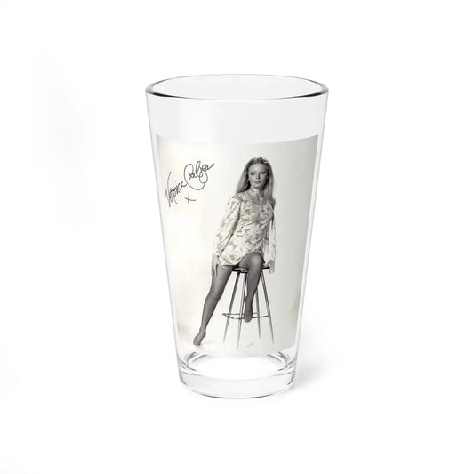 Veronica Carlson #09 - 8x10 B&W Glamour Full Body Dress & Stockings Shot #011 (Vintage Female Icon) Pint Glass 16oz 16oz - Go Mug Yourself