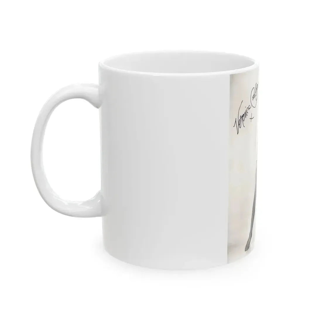 Veronica Carlson #09 - 8x10 B&W Glamour Full Body Dress & Stockings Shot #011 (Vintage Female Icon) White Coffee Mug - Go Mug Yourself