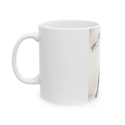 Veronica Carlson #09 - 8x10 B&W Glamour Full Body Dress & Stockings Shot #011 (Vintage Female Icon) White Coffee Mug - Go Mug Yourself