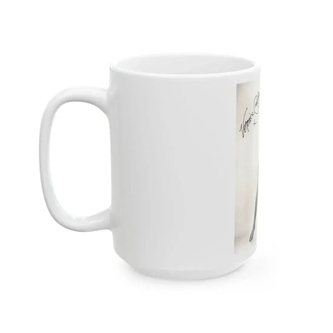 Veronica Carlson #09 - 8x10 B&W Glamour Full Body Dress & Stockings Shot #011 (Vintage Female Icon) White Coffee Mug - Go Mug Yourself