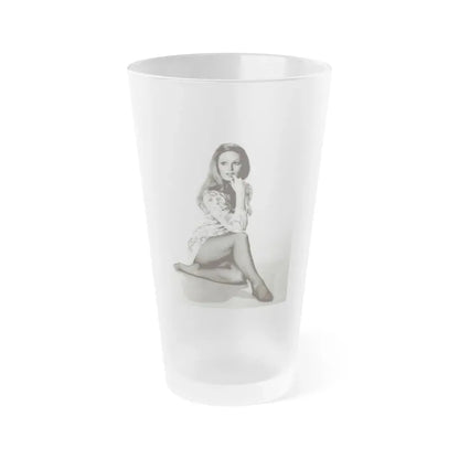 Veronica Carlson #10 - 8x10 B&W Glamour Full Body Dress & Stockings Shot #02 (Vintage Female Icon) Frosted Pint Glass 16oz 16oz Frosted - Go Mug Yourself