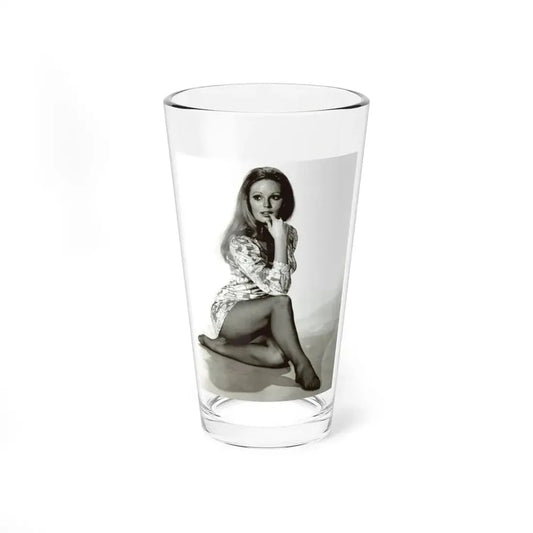 Veronica Carlson #10 - 8x10 B&W Glamour Full Body Dress & Stockings Shot #02 (Vintage Female Icon) Pint Glass 16oz 16oz - Go Mug Yourself