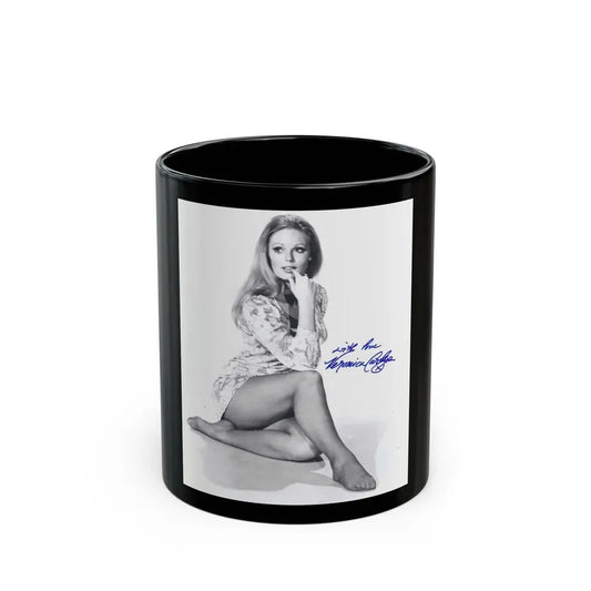 Veronica Carlson #10 - 8x10 B&W Glamour Full Body Dress & Stockings Shot #021 (Vintage Female Icon) Black Coffee Mug 11oz - Go Mug Yourself