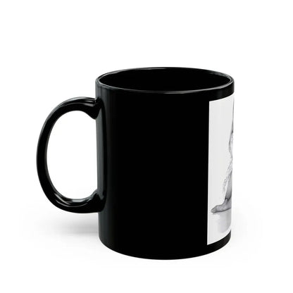 Veronica Carlson #10 - 8x10 B&W Glamour Full Body Dress & Stockings Shot #021 (Vintage Female Icon) Black Coffee Mug - Go Mug Yourself
