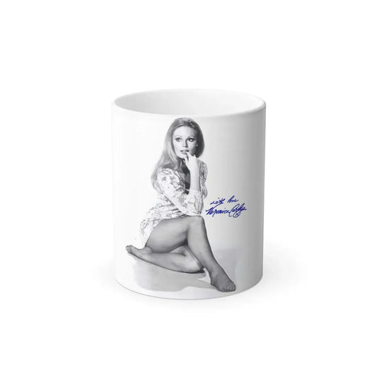 Veronica Carlson #10 - 8x10 B&W Glamour Full Body Dress & Stockings Shot #021 (Vintage Female Icon) Color Changing Mug 11oz 11oz - Go Mug Yourself