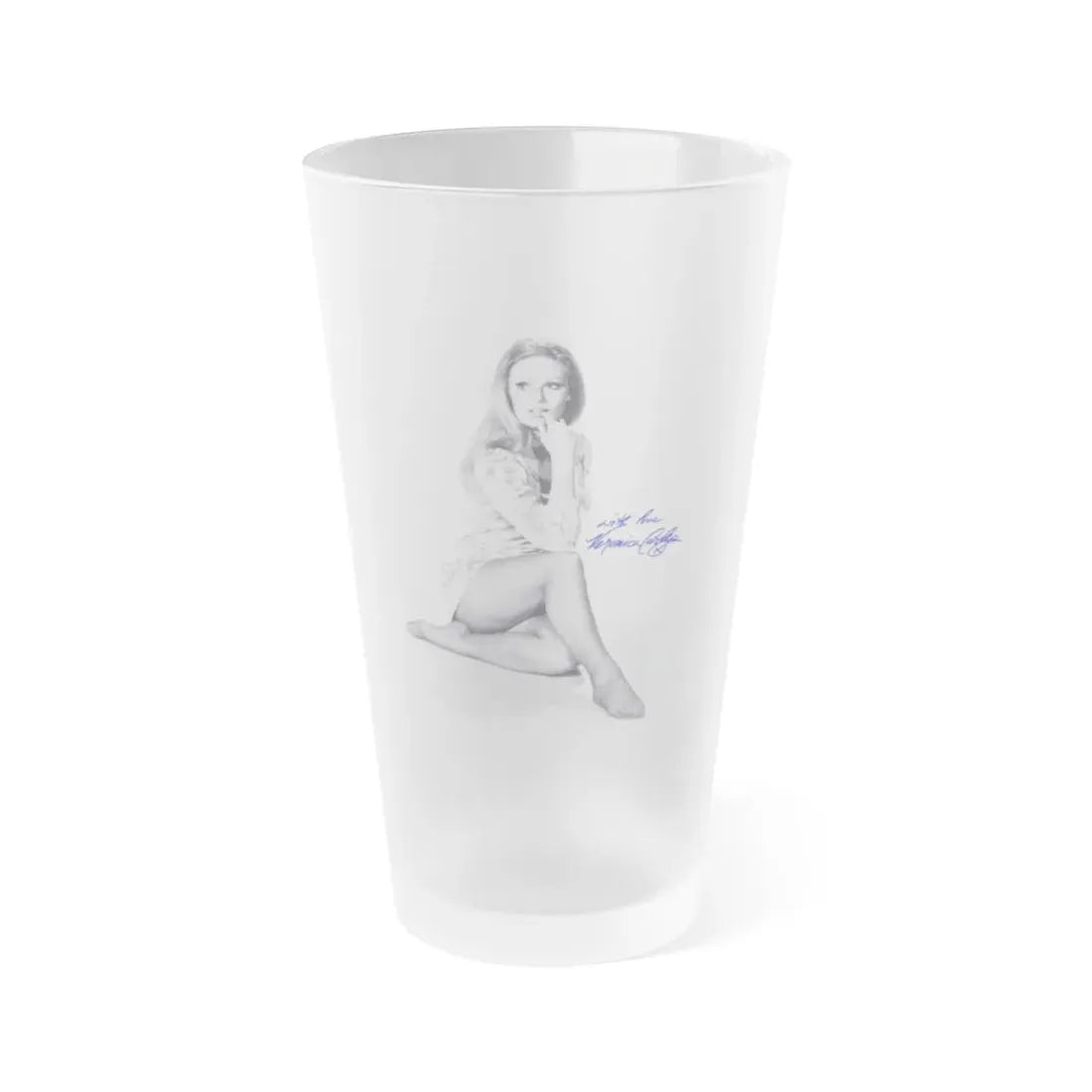 Veronica Carlson #10 - 8x10 B&W Glamour Full Body Dress & Stockings Shot #021 (Vintage Female Icon) Frosted Pint Glass 16oz 16oz Frosted - Go Mug Yourself