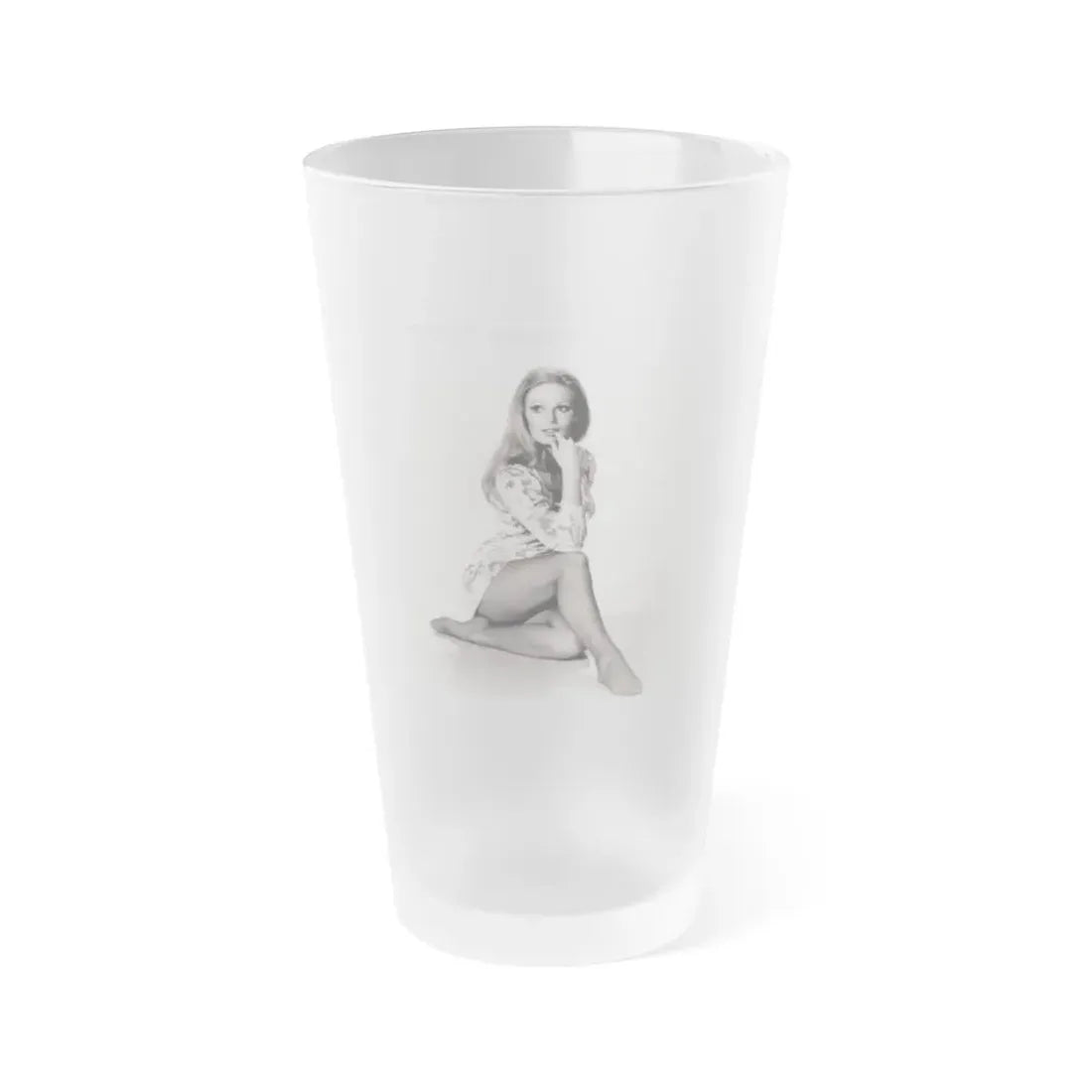 Veronica Carlson #10 - 8x10 B&W Glamour Full Body Dress & Stockings Shot #022 (Vintage Female Icon) Frosted Pint Glass 16oz 16oz Frosted - Go Mug Yourself