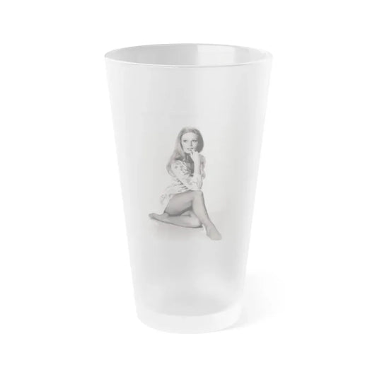 Veronica Carlson #10 - 8x10 B&W Glamour Full Body Dress & Stockings Shot #022 (Vintage Female Icon) Frosted Pint Glass 16oz 16oz Frosted - Go Mug Yourself