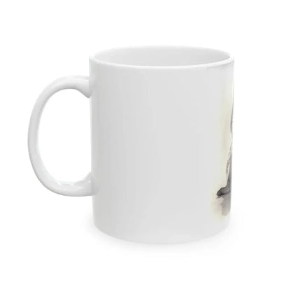 Veronica Carlson #10 - 8x10 B&W Glamour Full Body Dress & Stockings Shot #022 (Vintage Female Icon) White Coffee Mug - Go Mug Yourself