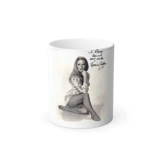 Veronica Carlson #10 - 8x10 B&W Glamour Full Body Dress & Stockings Shot #023 (Vintage Female Icon) Color Changing Mug 11oz 11oz - Go Mug Yourself