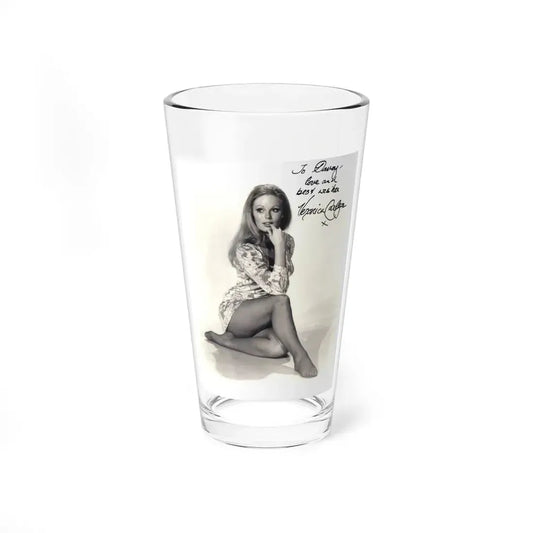 Veronica Carlson #10 - 8x10 B&W Glamour Full Body Dress & Stockings Shot #023 (Vintage Female Icon) Pint Glass 16oz 16oz - Go Mug Yourself
