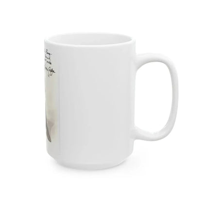 Veronica Carlson #10 - 8x10 B&W Glamour Full Body Dress & Stockings Shot #023 (Vintage Female Icon) White Coffee Mug - Go Mug Yourself