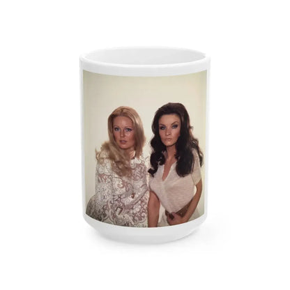 Veronica Carlson #102 with, Hammer Actress Kate O'Mara (Vintage Female Icon) White Coffee Mug 15oz - Go Mug Yourself