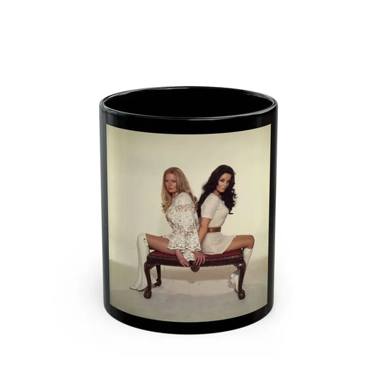 Veronica Carlson #103 with, Hammer Actress Kate O'Mara (Vintage Female Icon) Black Coffee Mug 11oz - Go Mug Yourself