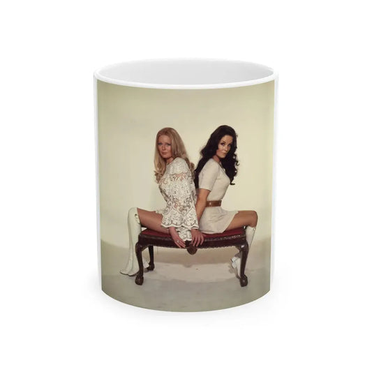 Veronica Carlson #103 with, Hammer Actress Kate O'Mara (Vintage Female Icon) White Coffee Mug 11oz - Go Mug Yourself
