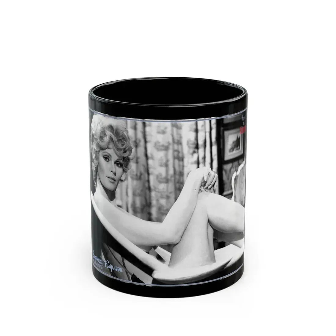 Veronica Carlson #110 (Vintage Female Icon) Black Coffee Mug 11oz - Go Mug Yourself
