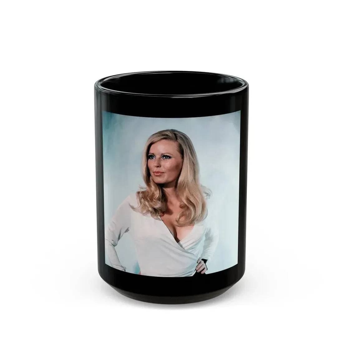 Veronica Carlson #113 (Vintage Female Icon) Black Coffee Mug 15oz - Go Mug Yourself
