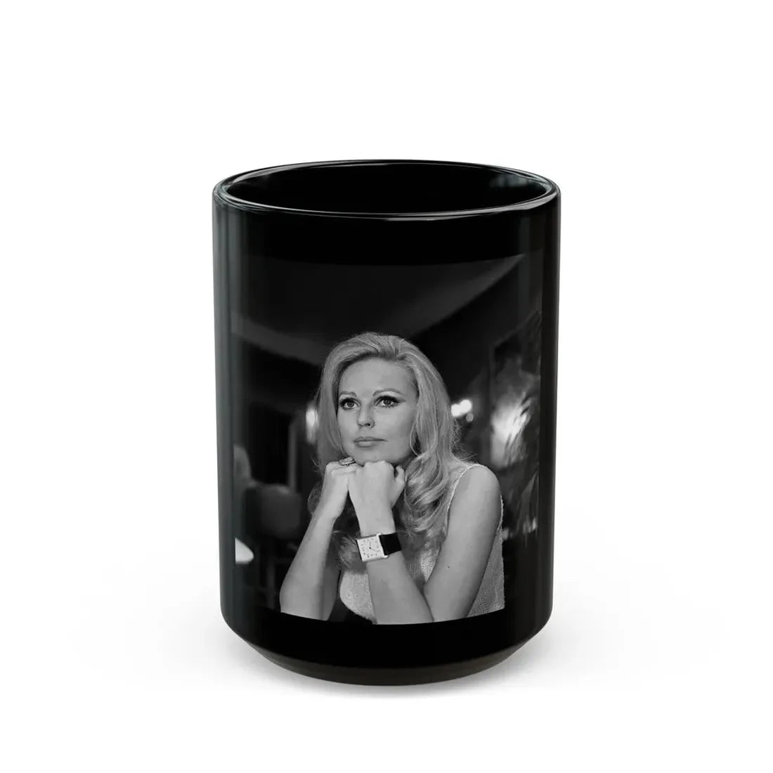Veronica Carlson #117 (Vintage Female Icon) Black Coffee Mug 15oz - Go Mug Yourself