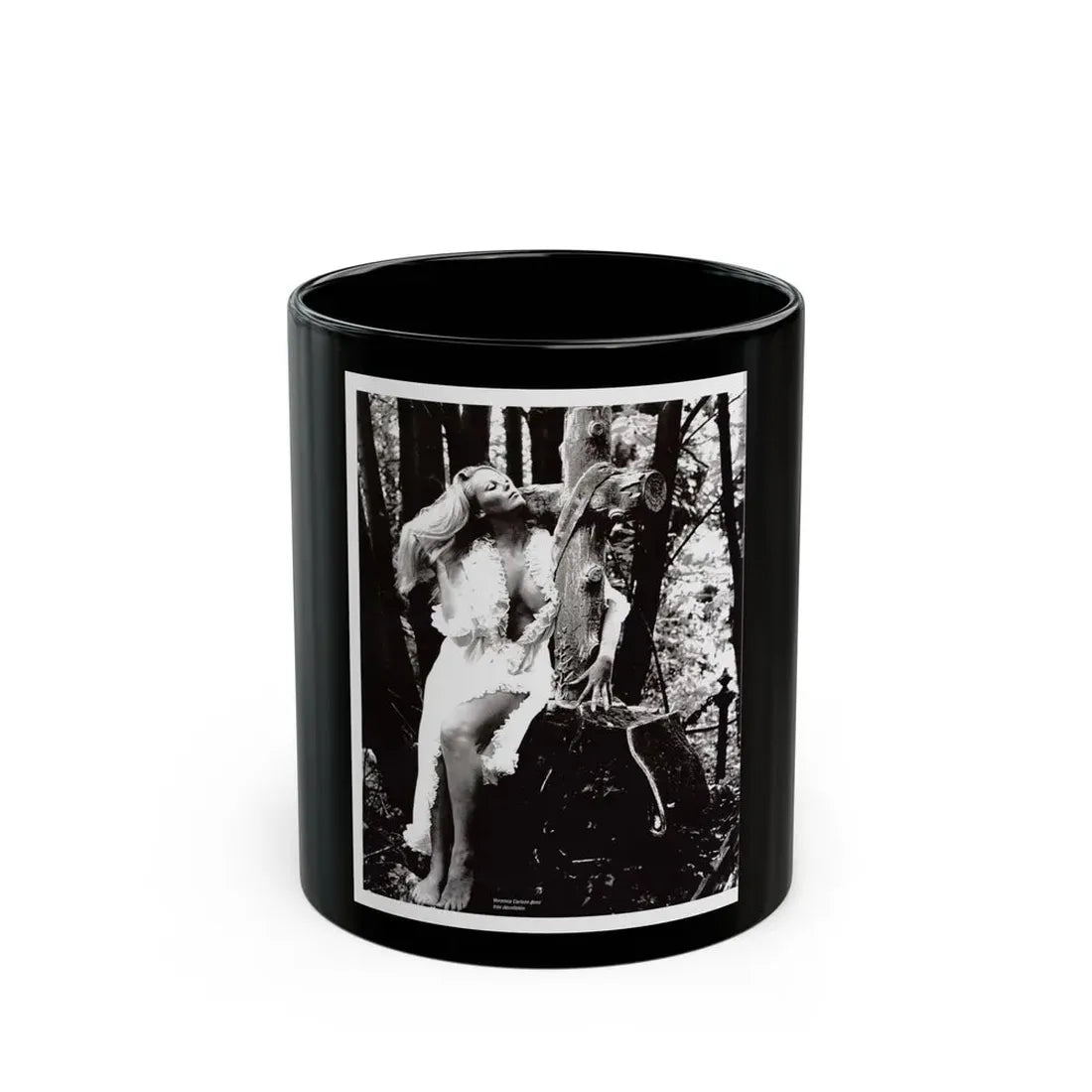 Veronica Carlson #118 (Vintage Female Icon) Black Coffee Mug 11oz - Go Mug Yourself