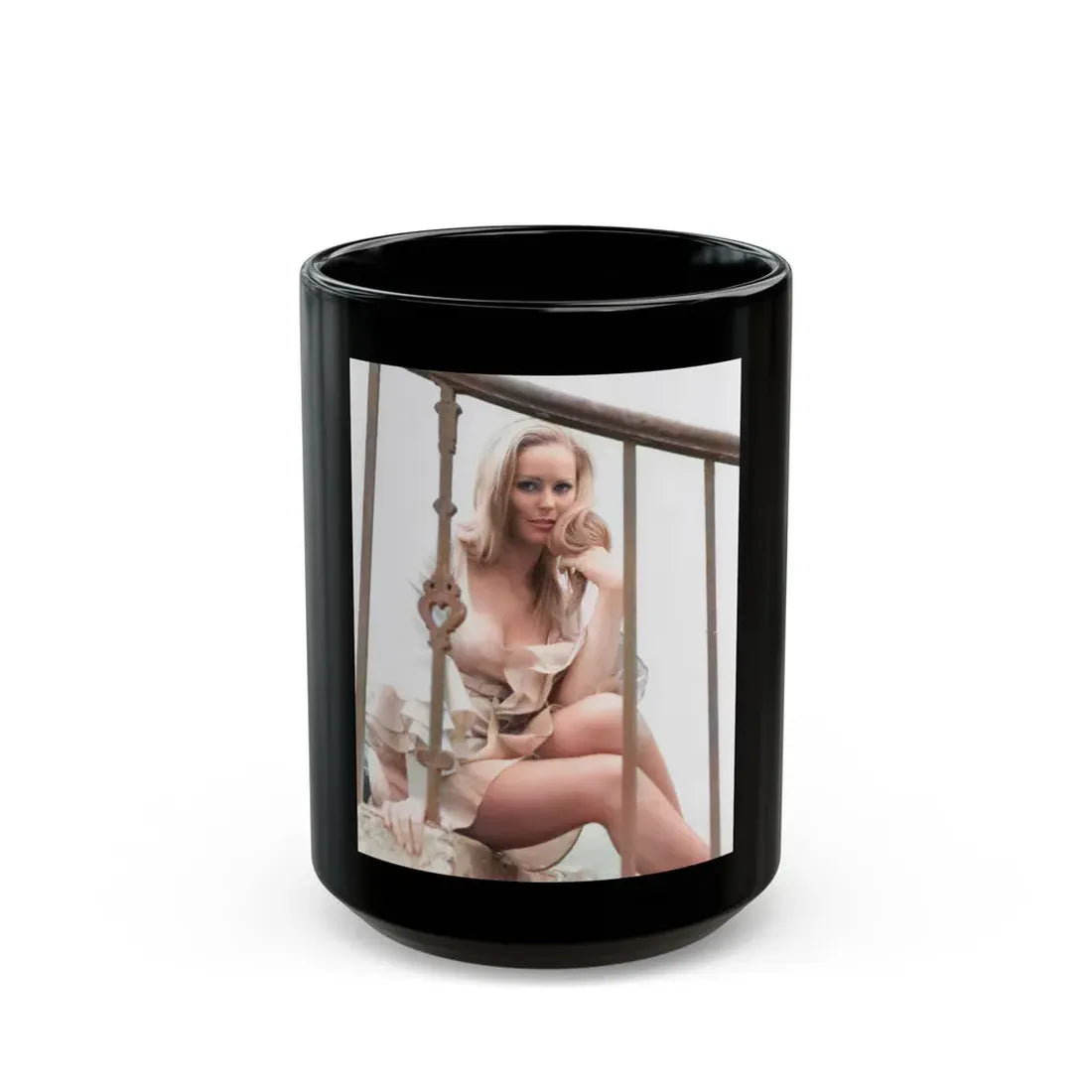 Veronica Carlson #119 (Vintage Female Icon) Black Coffee Mug 15oz - Go Mug Yourself