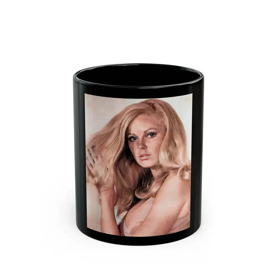 Veronica Carlson #120 (Vintage Female Icon) Black Coffee Mug 11oz - Go Mug Yourself