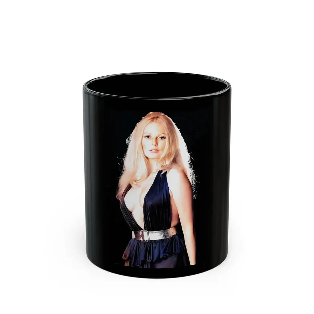 Veronica Carlson #121 (Vintage Female Icon) Black Coffee Mug 11oz - Go Mug Yourself